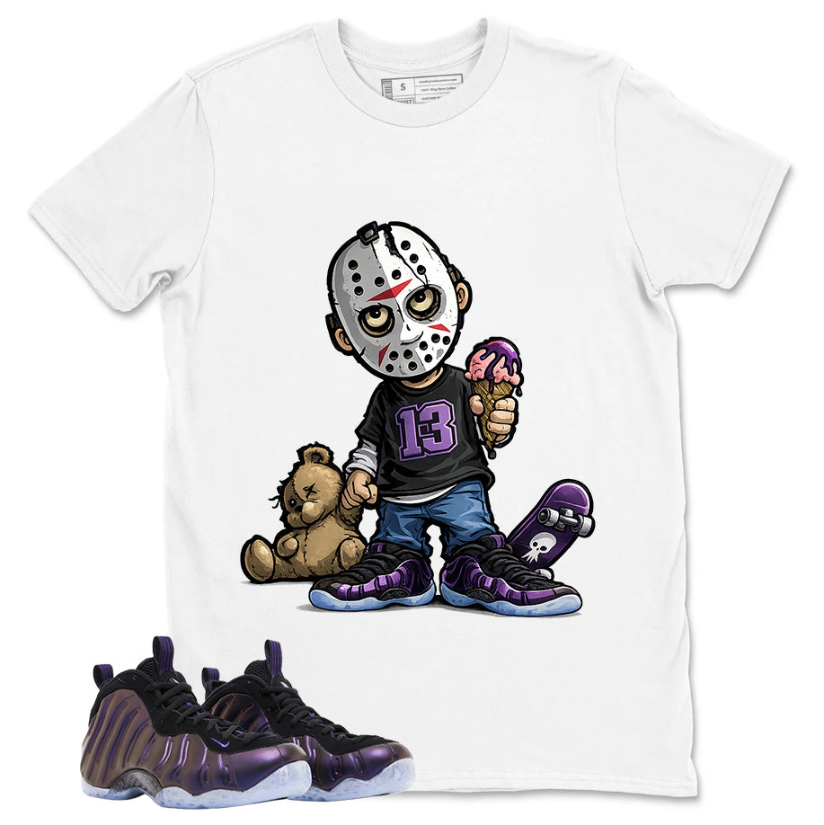 Little Jason Graphic Tee, Shirt to Match Air Foamposite One Eggplant, Air Foamposite Unisex Purple Shirt