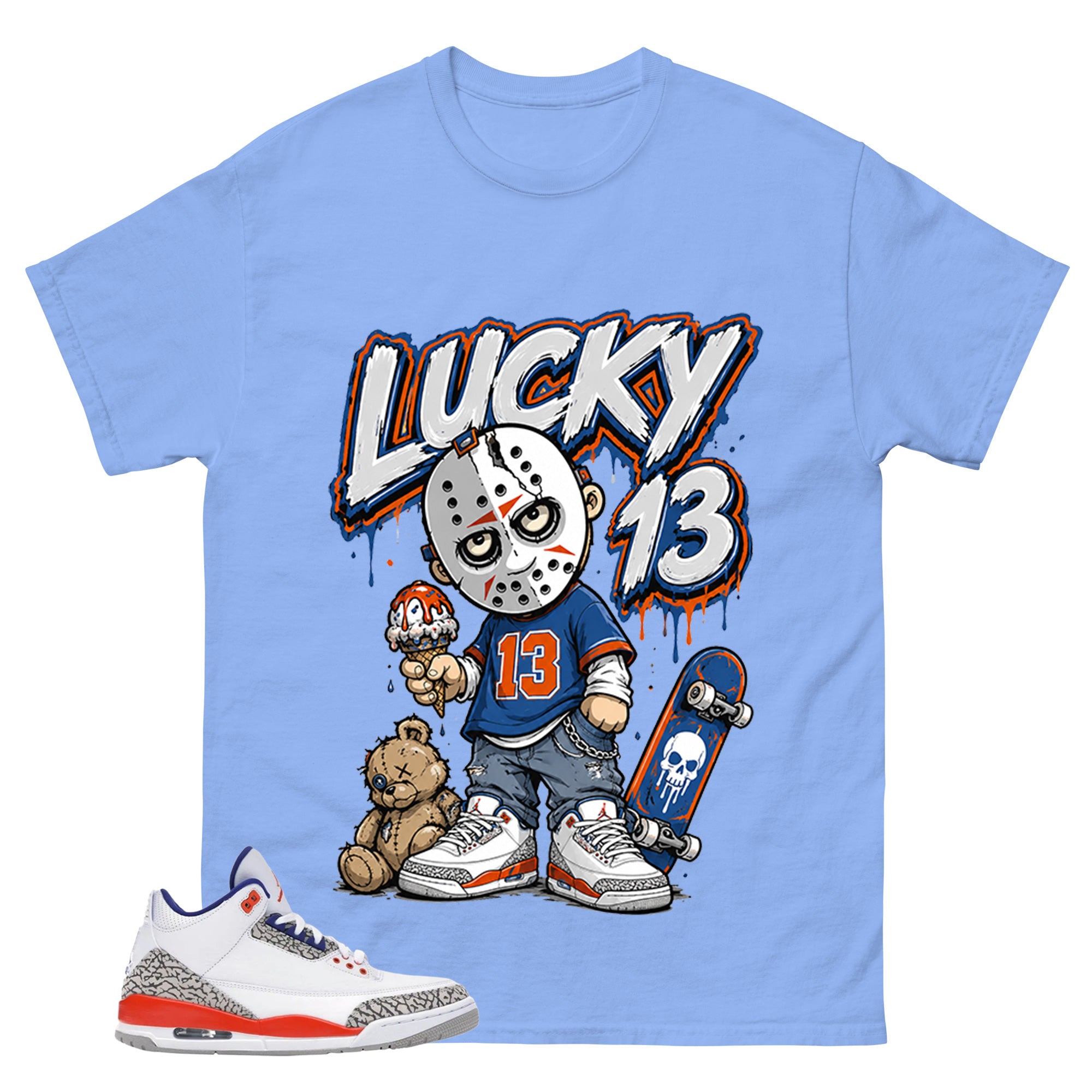 Lucky 13 Little Jason Shirt - Match Blue Air Jordan 3 Knicks