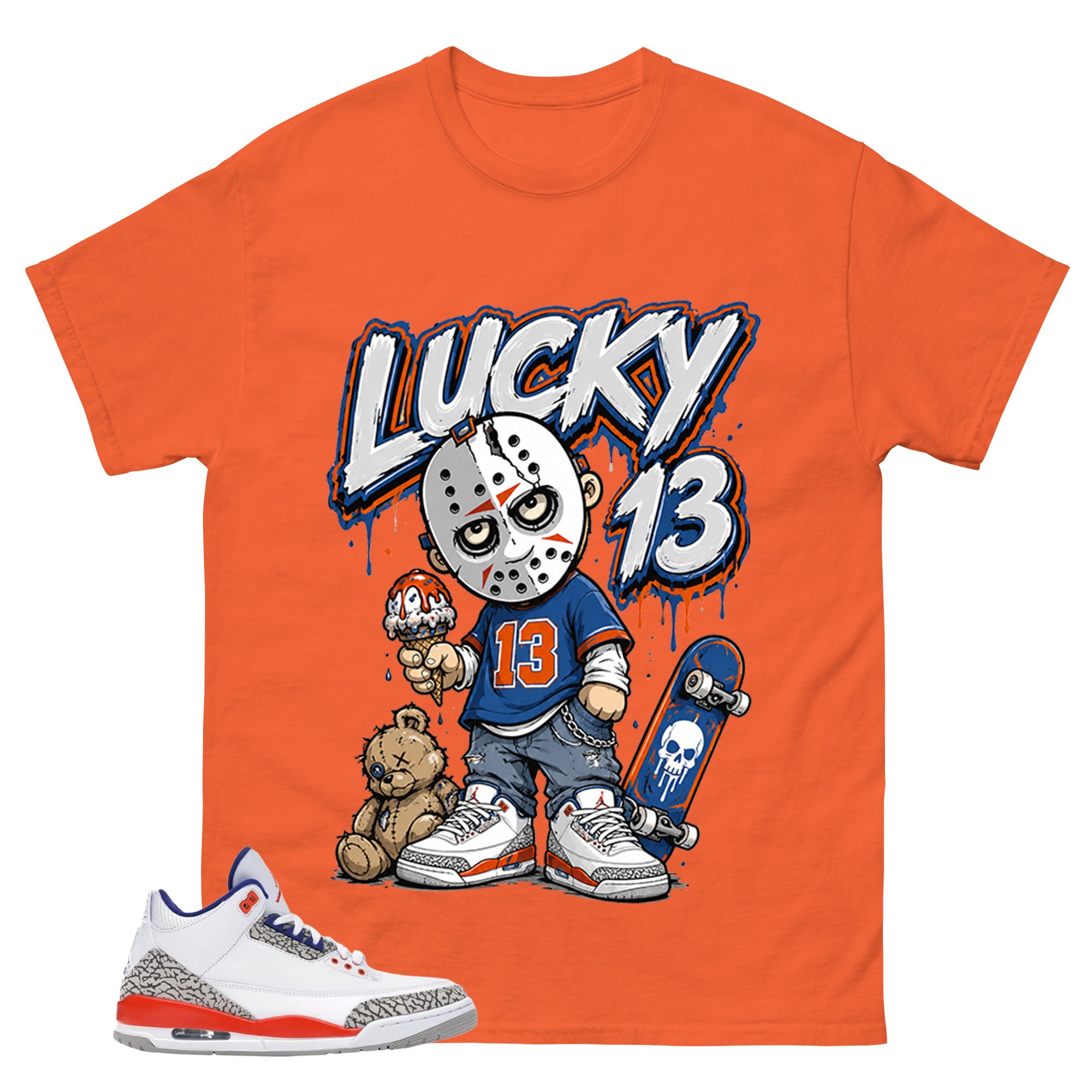 Lucky 13 Little Jason Shirt - Match Blue Air Jordan 3 Knicks