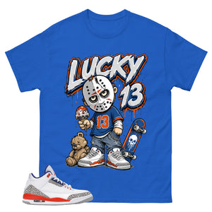 Lucky 13 Little Jason Shirt - Match Blue Air Jordan 3 Knicks
