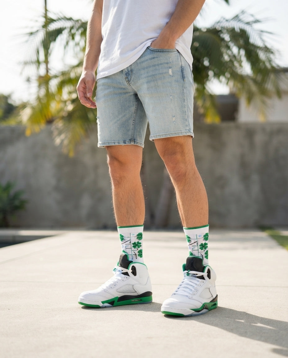 Lucky Green Socks – Air Jordan 5 Inspired Mid-Calf Unisex Crew Socks