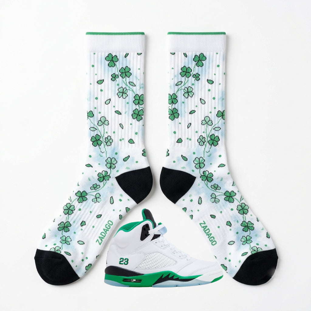 Lucky Green Socks – Women’s Air Jordan 5 Retro Inspired Mid-Calf Unisex Crew Socks
