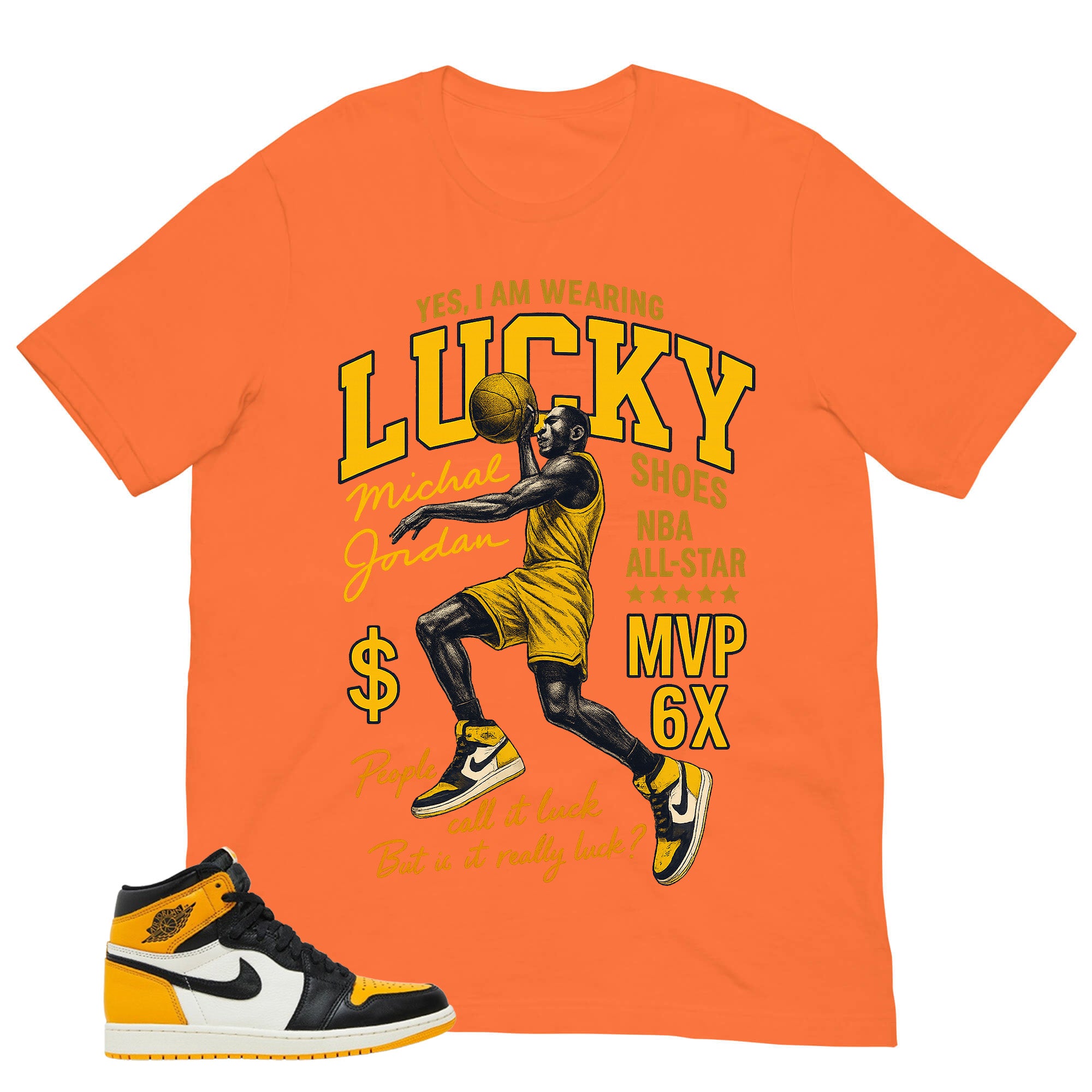 Lucky Shoes MJ Shirt - Match Air Jordan 1 Yellow Toe