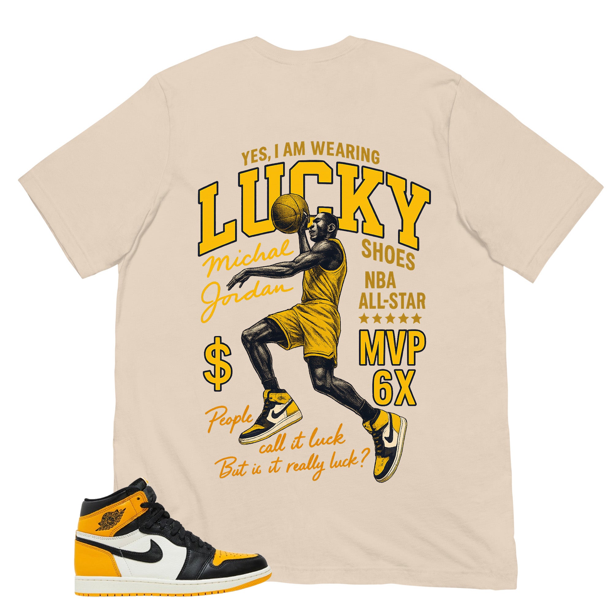 Lucky Shoes MJ Shirt - Match Air Jordan 1 Yellow Toe