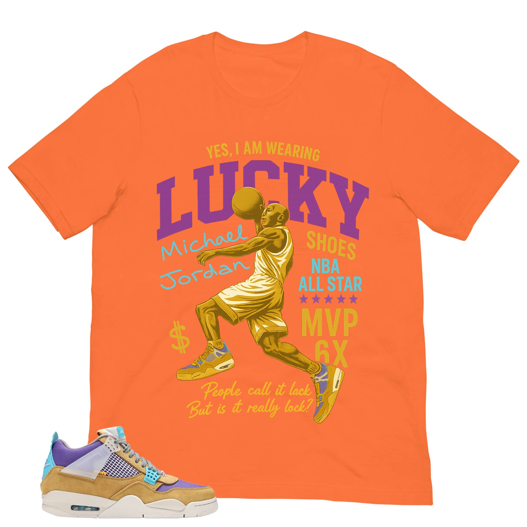 Lucky Shoes MJ Shirt - Match Union LA x Air Jordan 4 Desert Moss