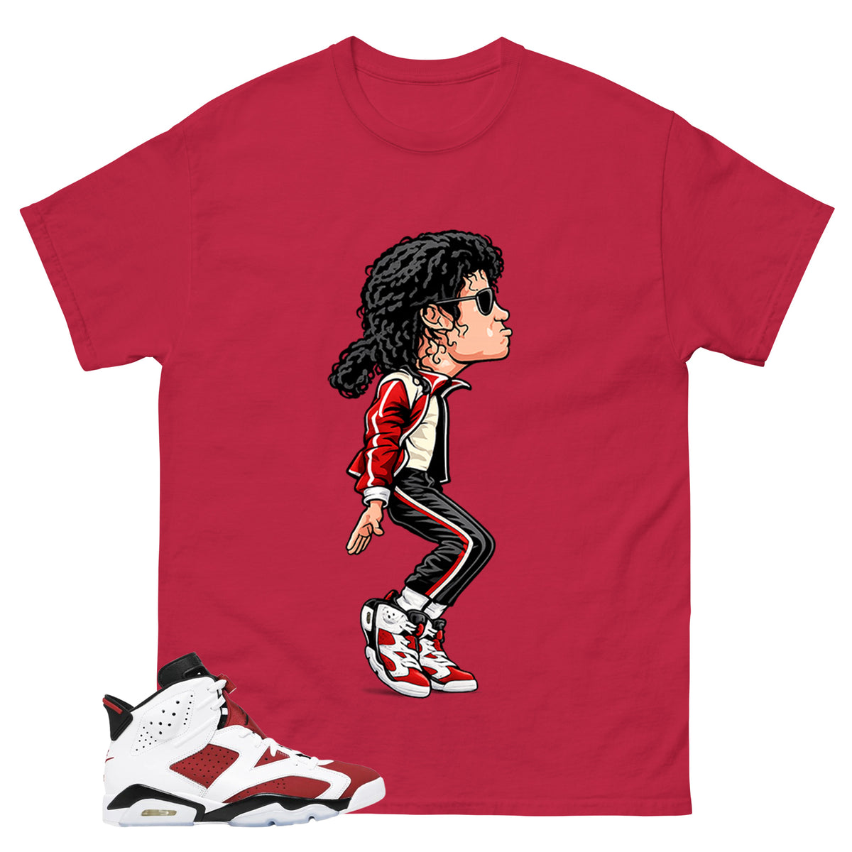 M.Jackson Tiptoe Shirt - Match White Air Jordan 6 Carmine