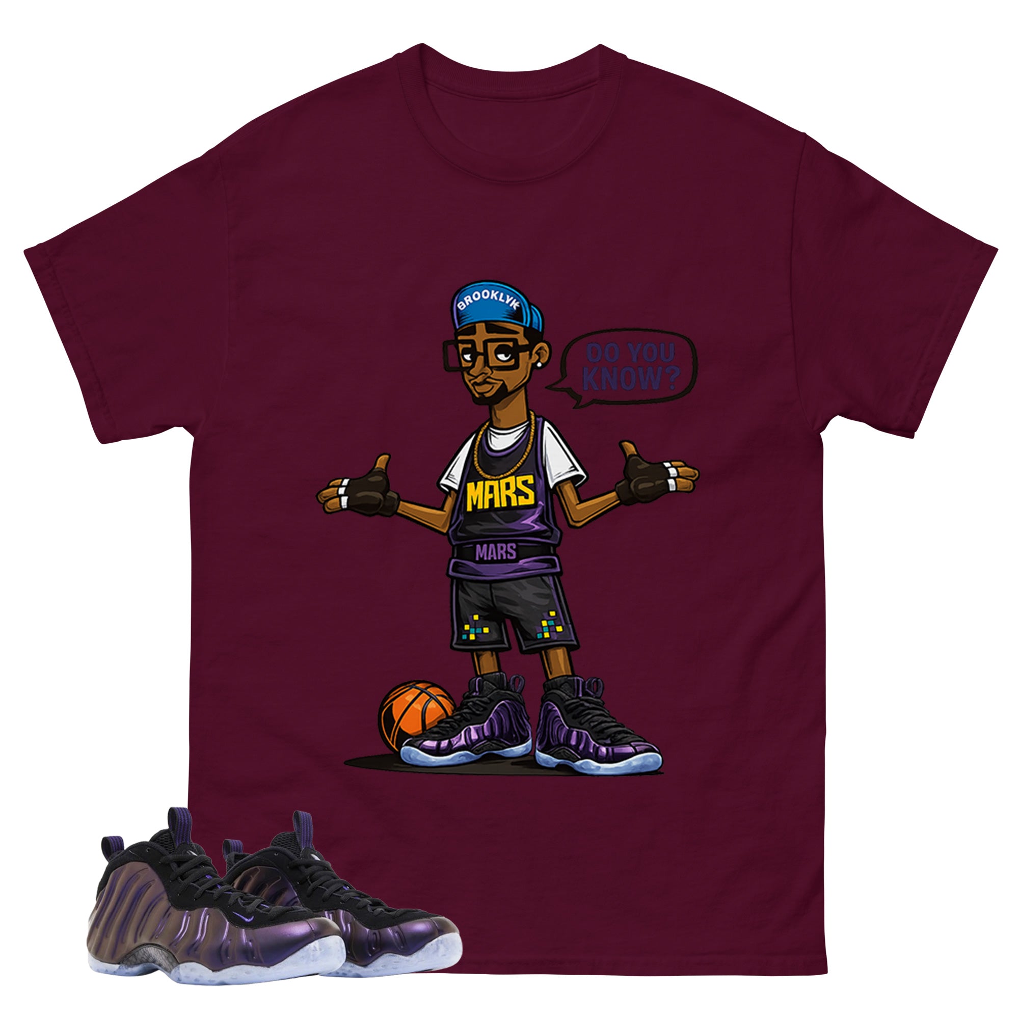 Mars Blackmon Graphic Tee, Shirt to Match Air Foamposite One Eggplant, Air Foamposite Unisex Purple Shirt