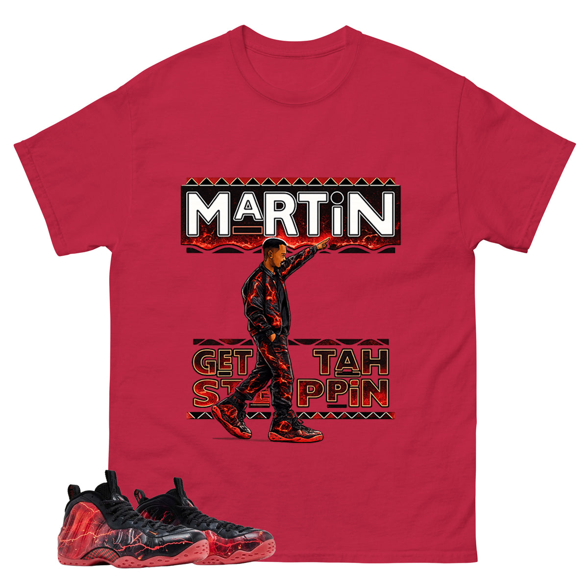 Martin Get Tah Steppin Graphic Tee, Shirt to Match Air Foamposite Stranger Things, Air Foamposite Unisex Blue Shirt