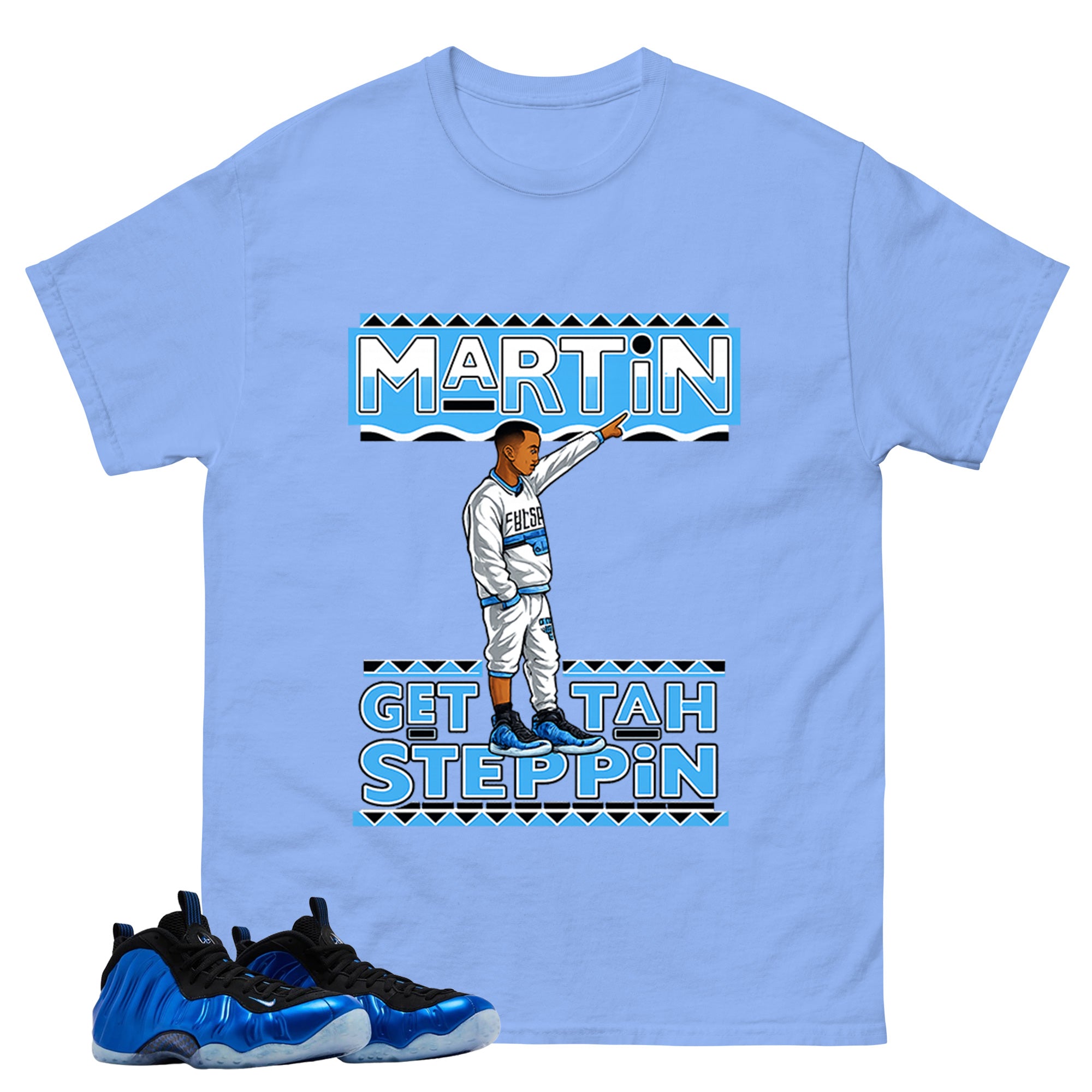 Martin Gettah Steppin Shirt - Match Air Foamposite One Royal