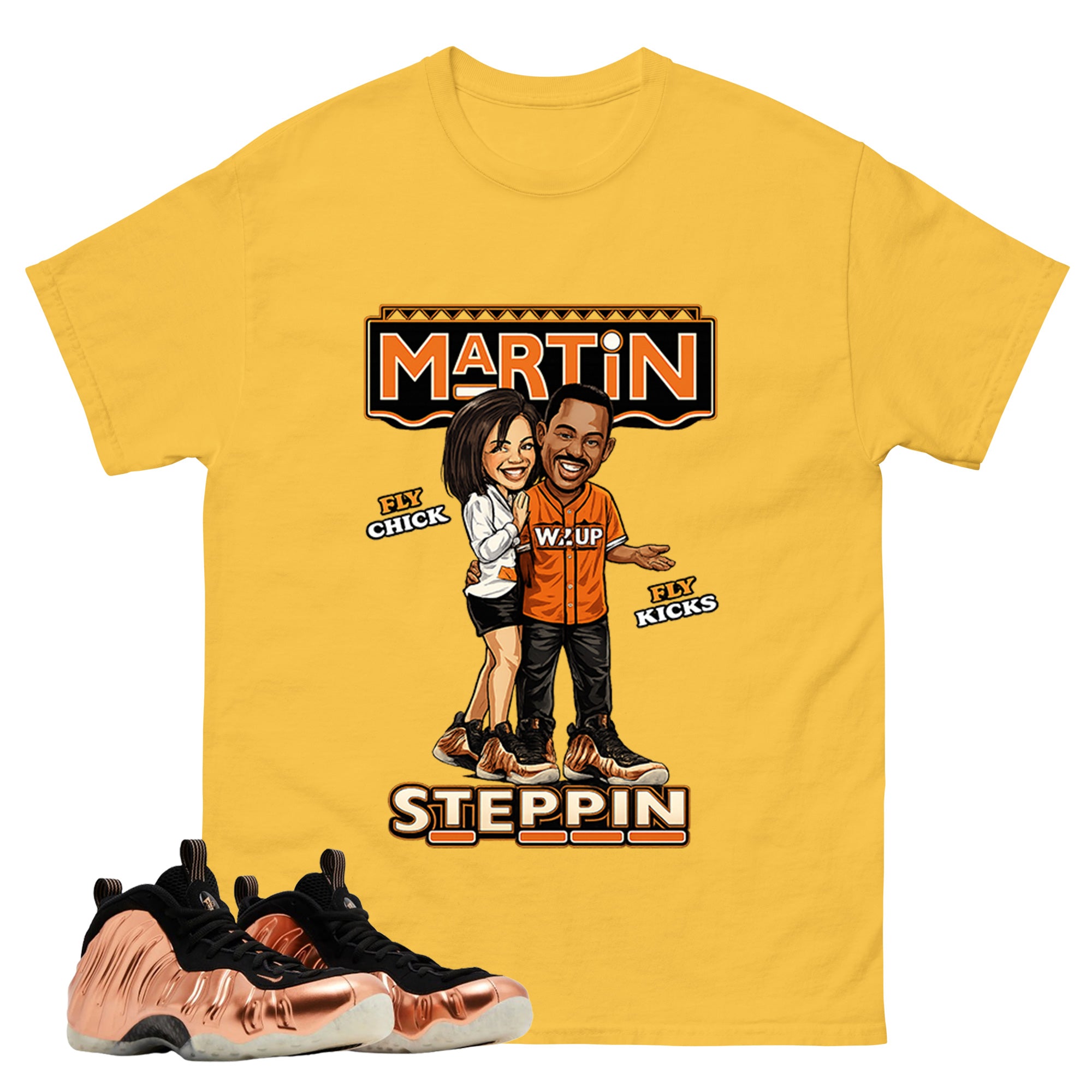 Martin Steppin Graphic Tee, Shirt to Match Air Foamposite One Copper, Air Foamposite Unisex Black Shirt