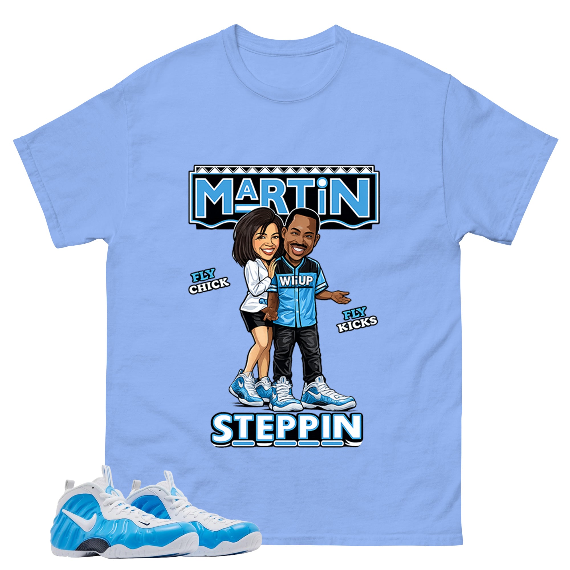 Martin Steppin Graphic Tee, Shirt to Match Air Foamposite Pro University Blue, Air Foamposite Unisex Blue Shirt