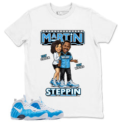 Martin Steppin Graphic Tee, Shirt to Match Air Foamposite Pro University Blue, Air Foamposite Unisex Blue Shirt