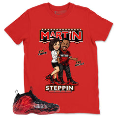 Martin Steppin Graphic Tee, Shirt to Match Air Foamposite Stranger Things, Air Foamposite Unisex Blue Shirt