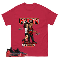 Martin Steppin Graphic Tee, Shirt to Match Air Foamposite Stranger Things, Air Foamposite Unisex Blue Shirt