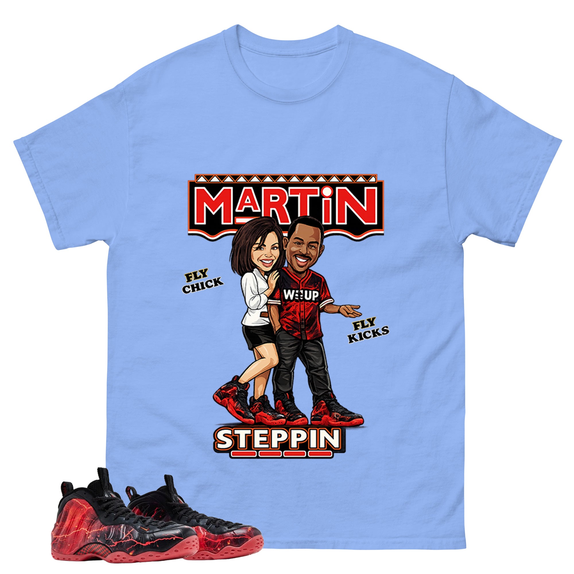Martin Steppin Graphic Tee, Shirt to Match Air Foamposite Stranger Things, Air Foamposite Unisex Blue Shirt