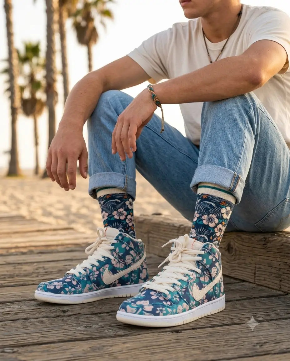 Maui Wowie Inspired Sneaker Match Socks – Dunk SB Skate Style Mid-Calf Crew Socks