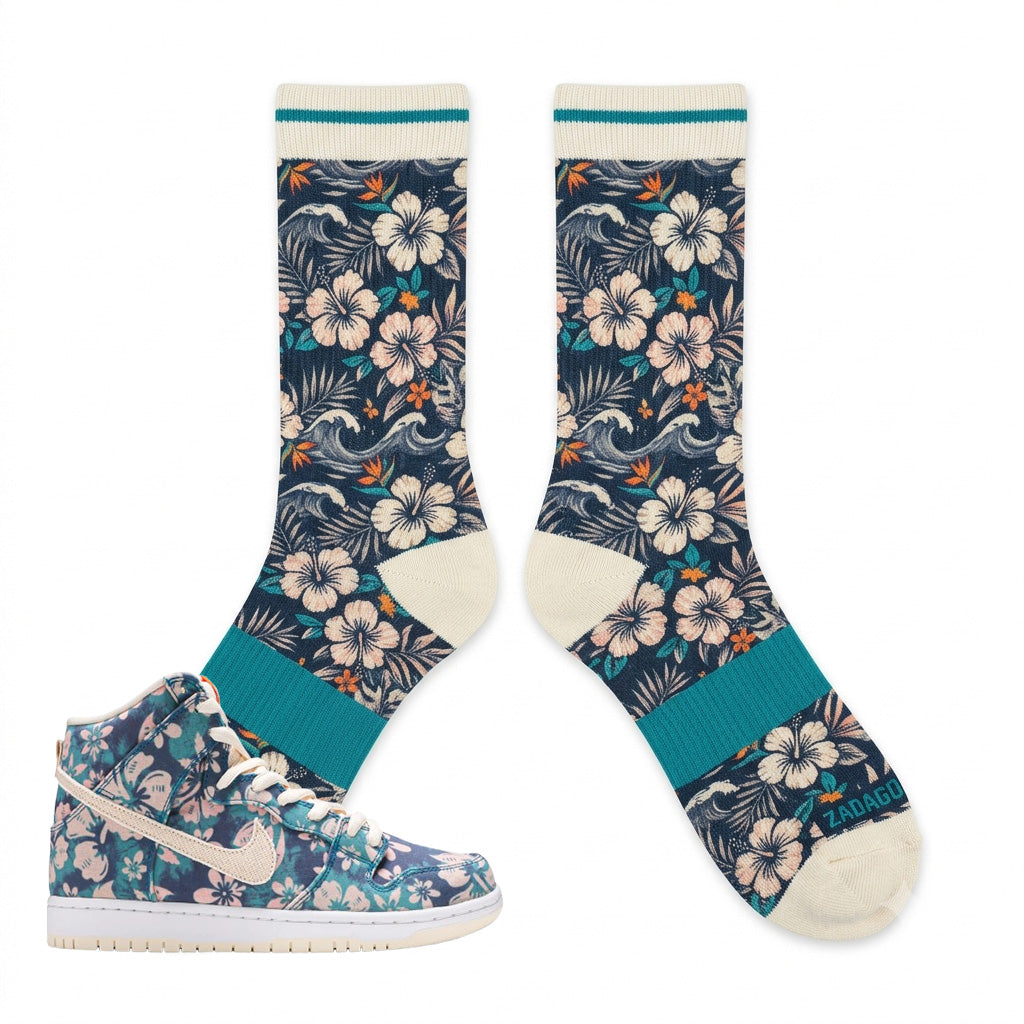 Maui Wowie Inspired Sneaker Match Socks – Dunk SB Skate Style Mid-Calf Crew Socks
