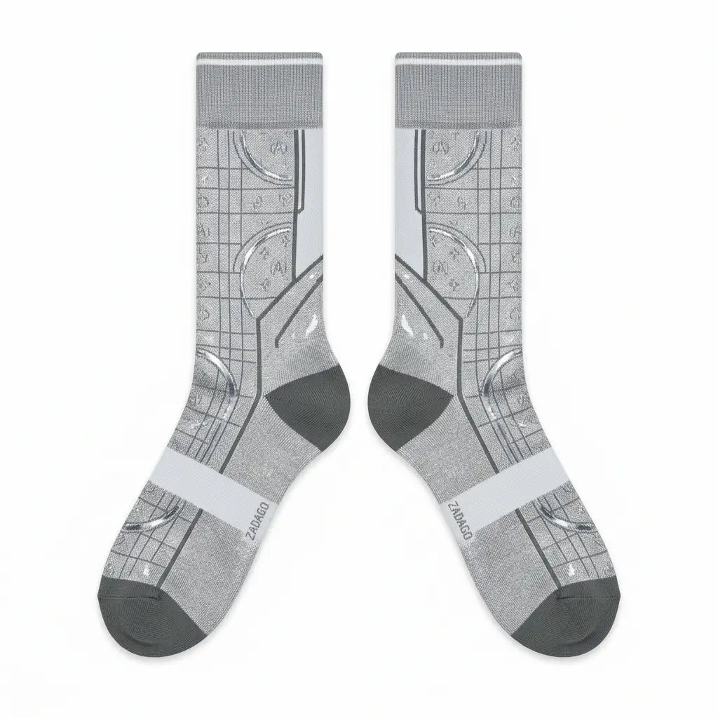 Metallic Silver Socks – Air Jordan 6 x Paris Saint-Germain Inspired Mid-Calf Unisex Crew Socks