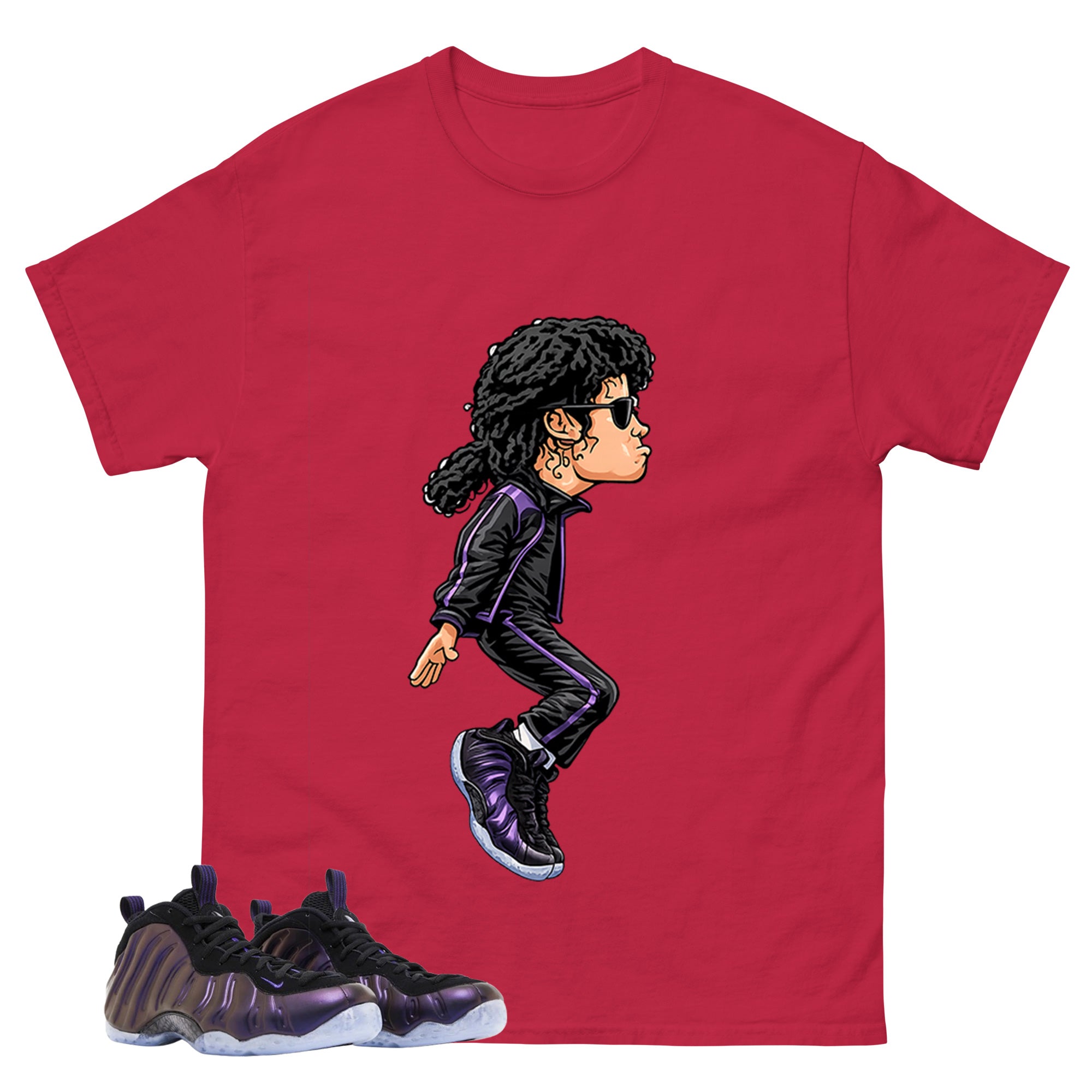 Michael Jackson Tiptoe Graphic Tee, Shirt to Match Air Foamposite One Eggplant, Air Foamposite Unisex Purple Shirt