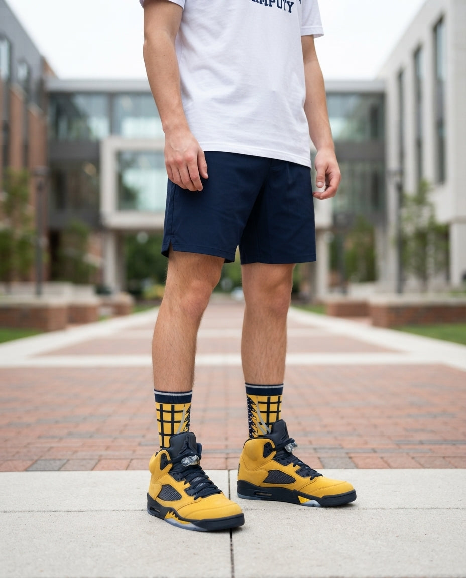 Michigan Socks – Air Jordan 5 Retro SP Inspired Mid-Calf Unisex Crew Socks