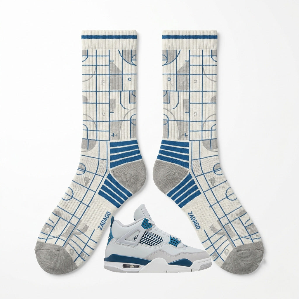 Military Blue Socks – Air Jordan 4 Inspired Mid-Calf Unisex Crew Socks