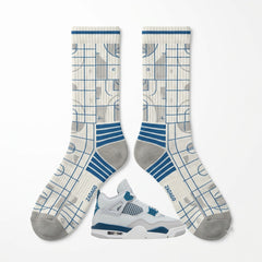 Military Blue Socks – Air Jordan 4 Inspired Mid-Calf Unisex Crew Socks