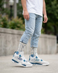 Military Blue Socks – Air Jordan 4 Inspired Mid-Calf Unisex Crew Socks
