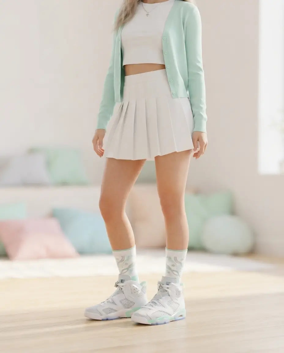 Mint Foam Socks – Wmns Air Jordan 6 Retro Inspired Mid-Calf Unisex Crew Socks
