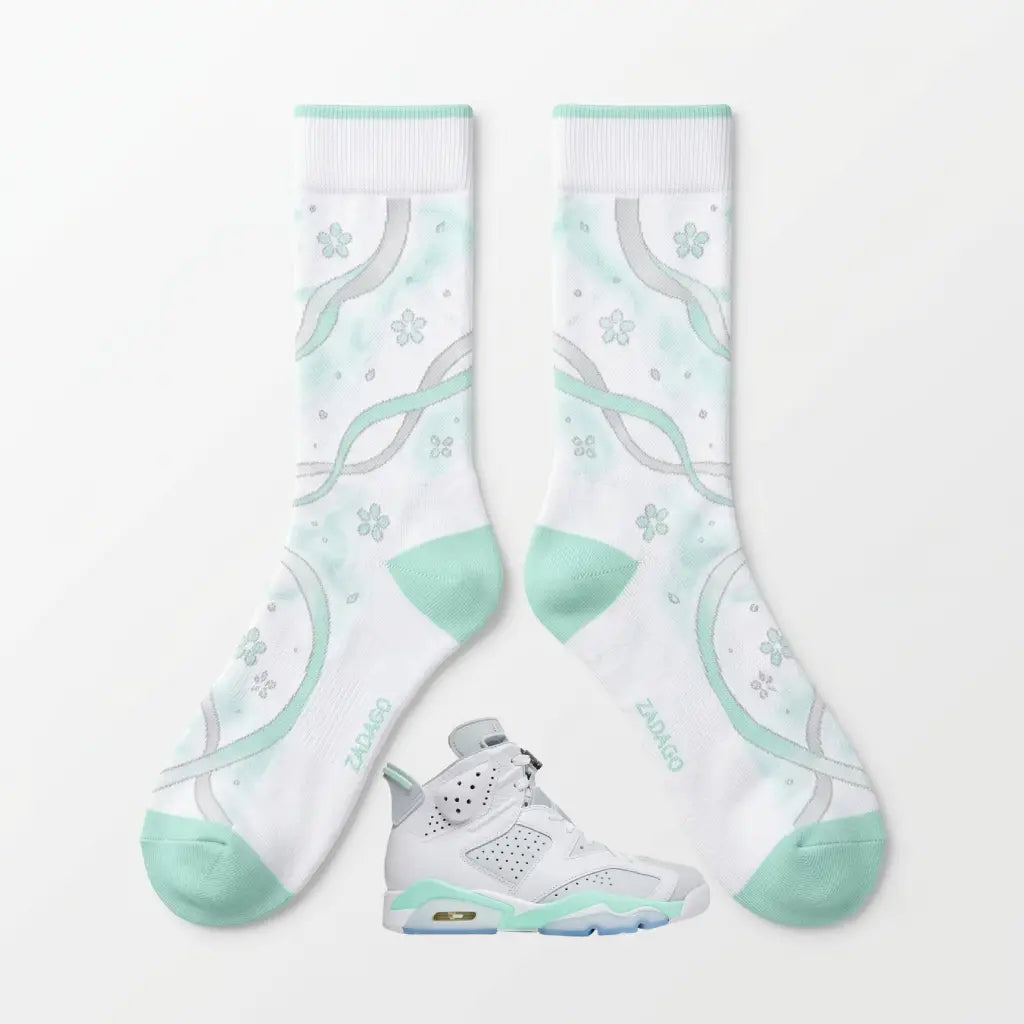 Mint Foam Socks – Wmns Air Jordan 6 Retro Inspired Mid-Calf Unisex Crew Socks