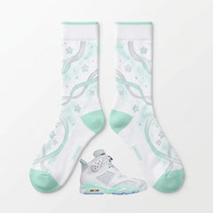 Mint Foam Socks – Wmns Air Jordan 6 Retro Inspired Mid-Calf Unisex Crew Socks