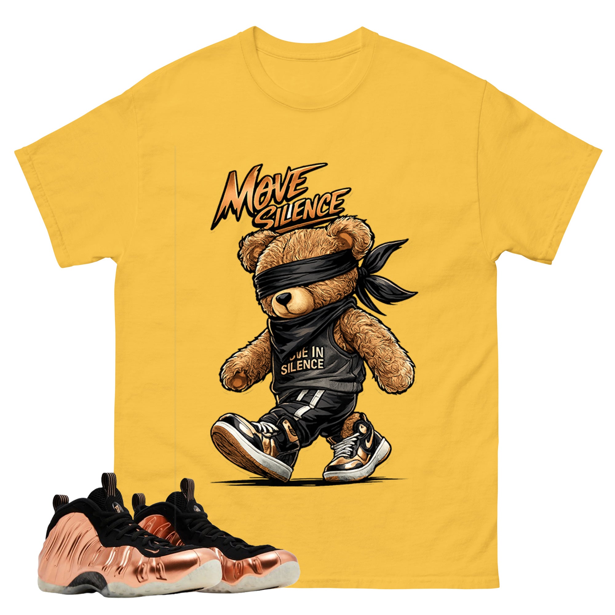 Move In Silence Graphic Tee, Shirt to Match Air Foamposite One Copper, Air Foamposite Unisex Black Shirt