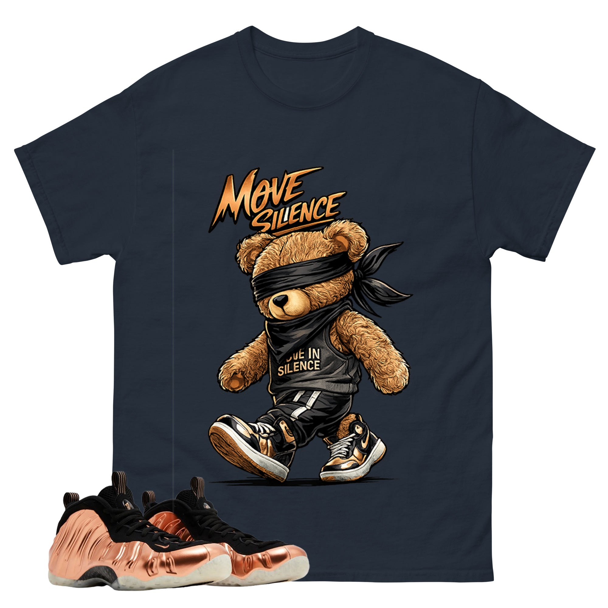 Move In Silence Graphic Tee, Shirt to Match Air Foamposite One Copper, Air Foamposite Unisex Black Shirt