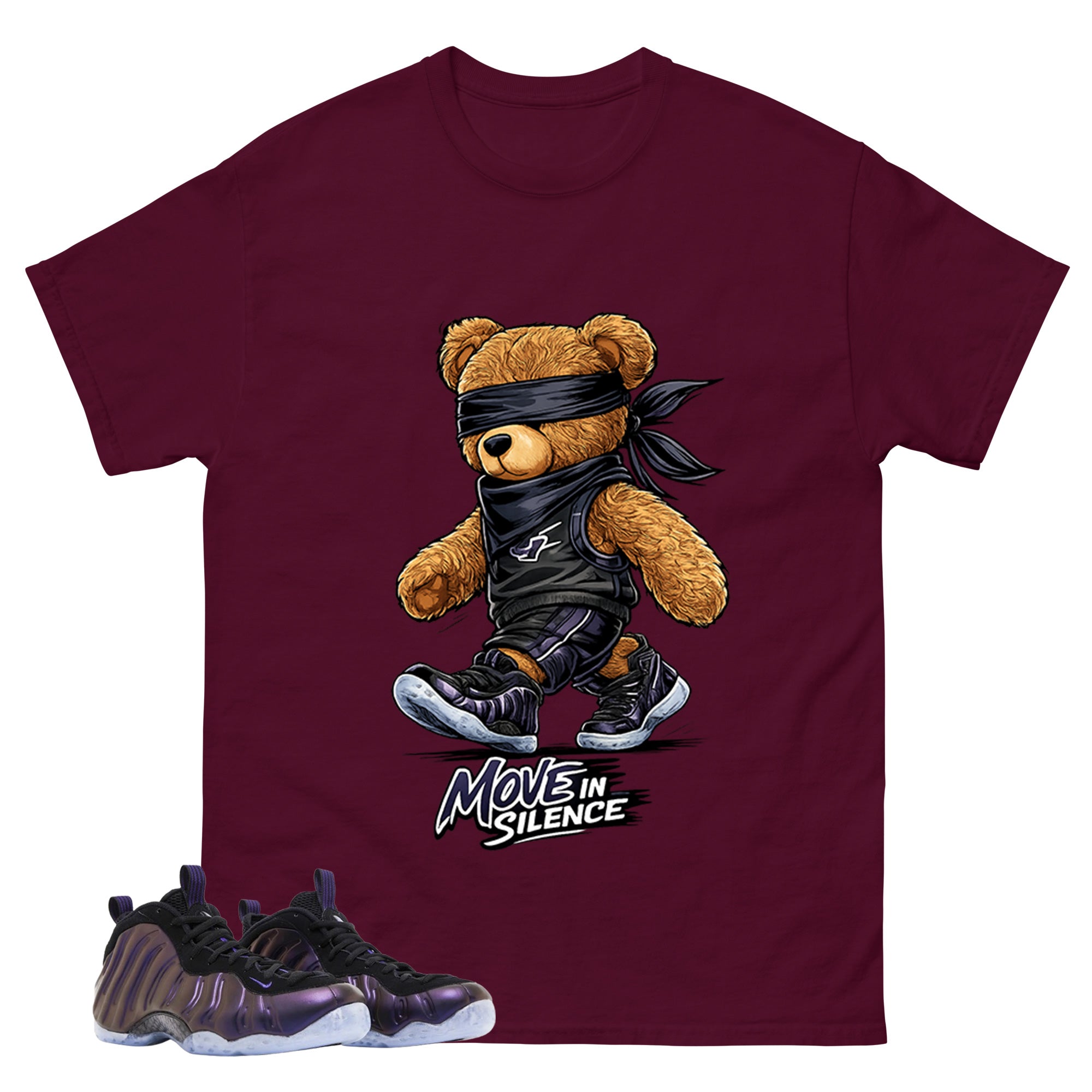 Move In Silence Graphic Tee, Shirt to Match Air Foamposite One Eggplant, Air Foamposite Unisex Purple Shirt