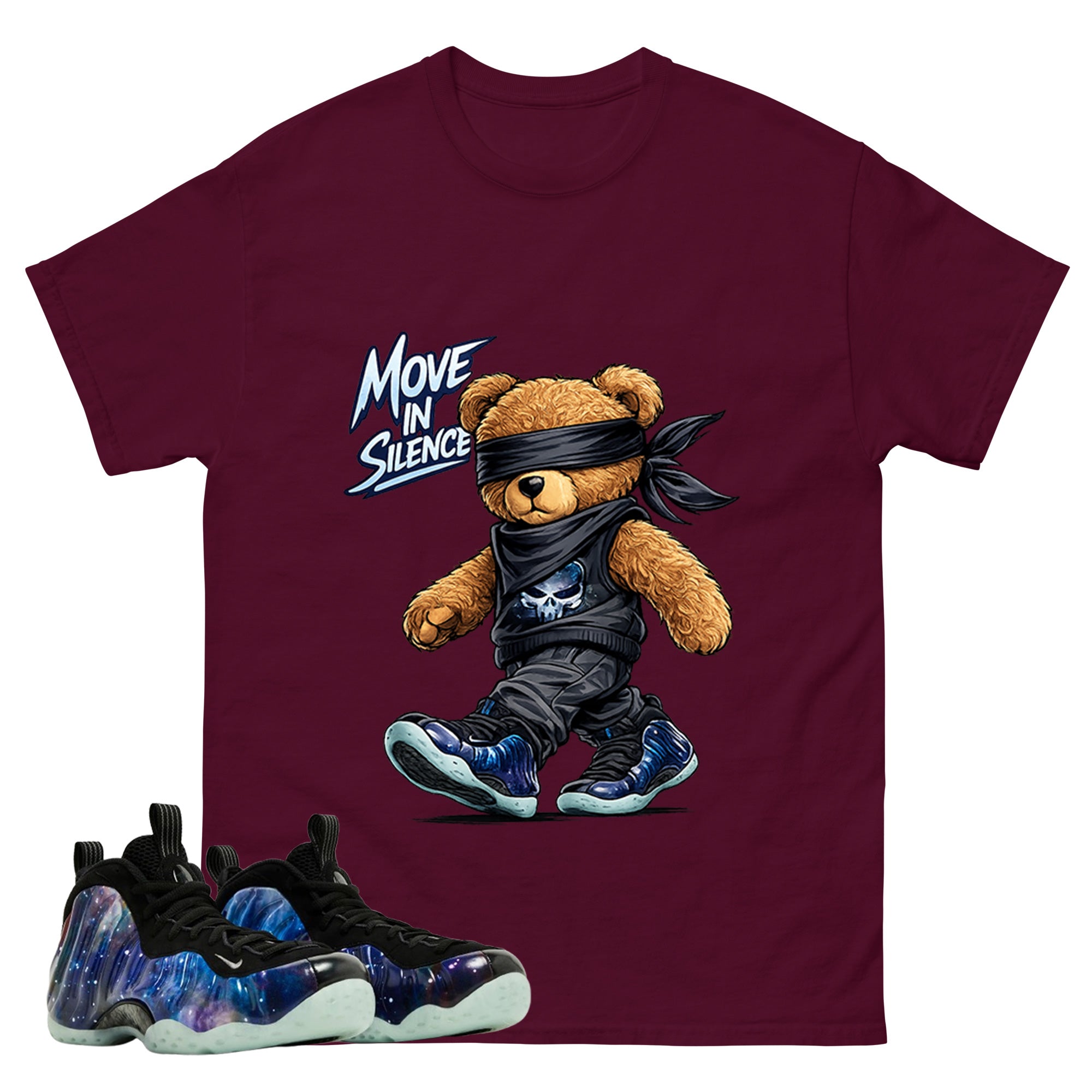 Move In Silence Graphic Tee, Shirt to Match Air Foamposite One Galaxy, Air Foamposite Unisex Black Shirt
