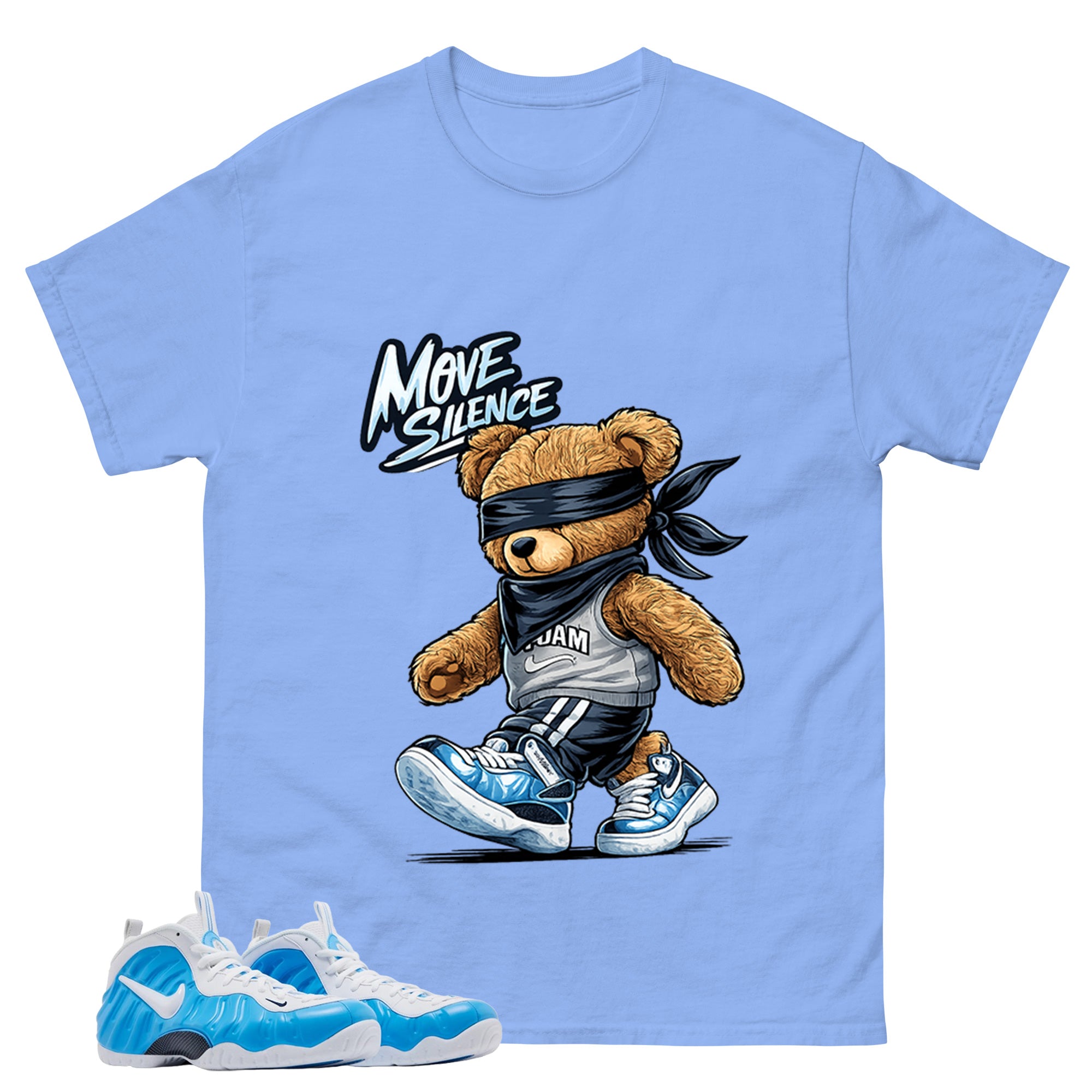 Move In Silence Graphic Tee, Shirt to Match Air Foamposite Pro University Blue, Air Foamposite Unisex Blue Shirt