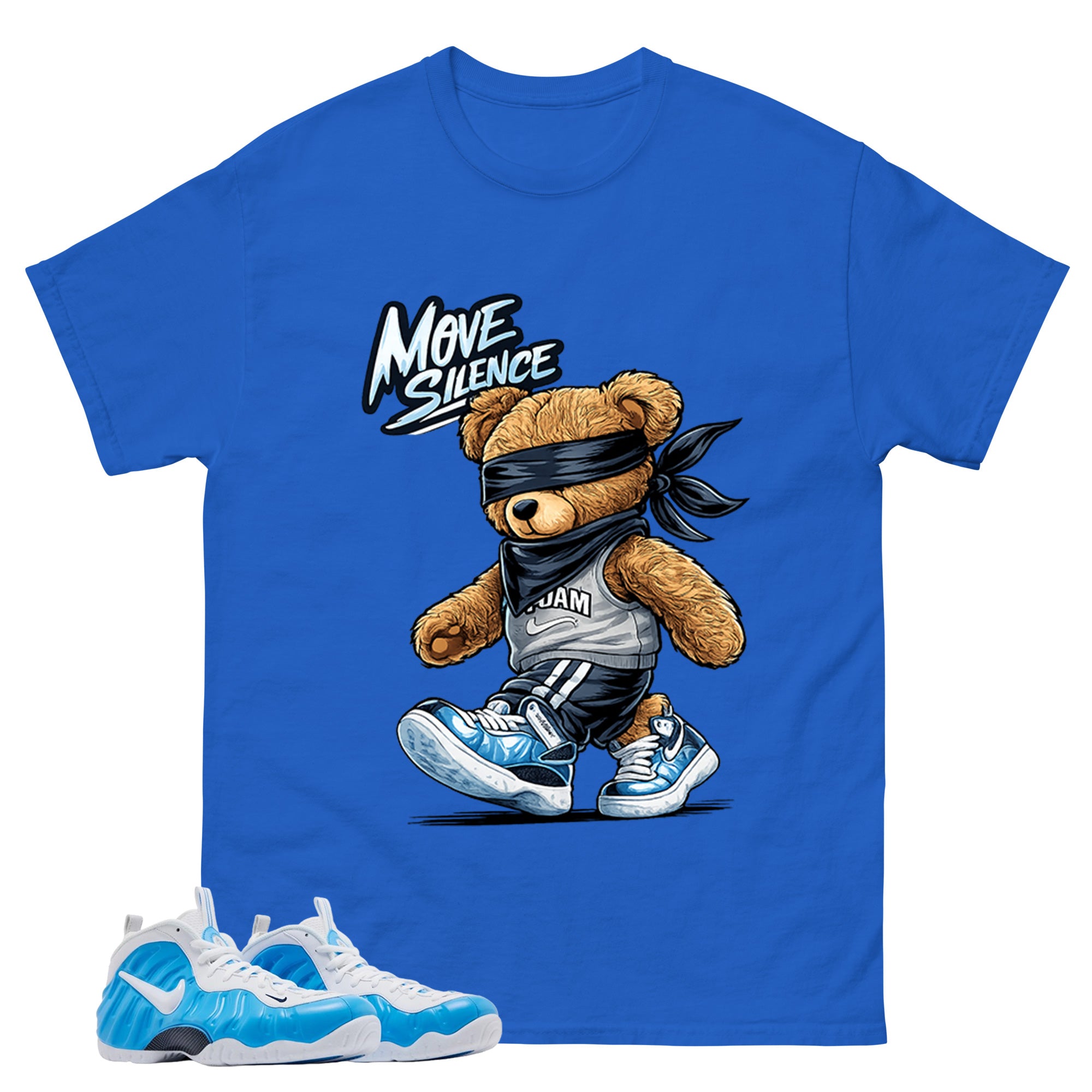 Move In Silence Graphic Tee, Shirt to Match Air Foamposite Pro University Blue, Air Foamposite Unisex Blue Shirt