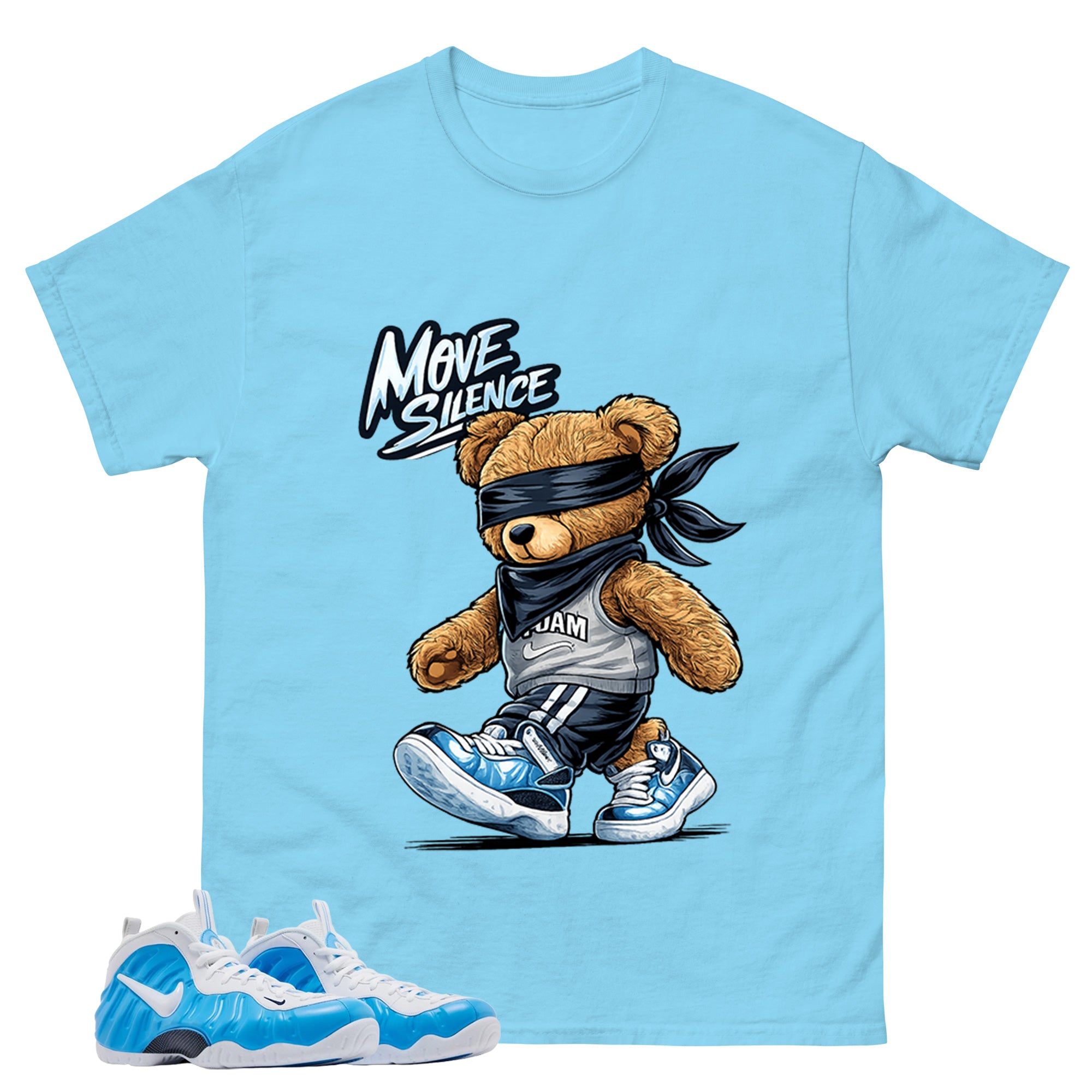 Move In Silence Graphic Tee, Shirt to Match Air Foamposite Pro University Blue, Air Foamposite Unisex Blue Shirt