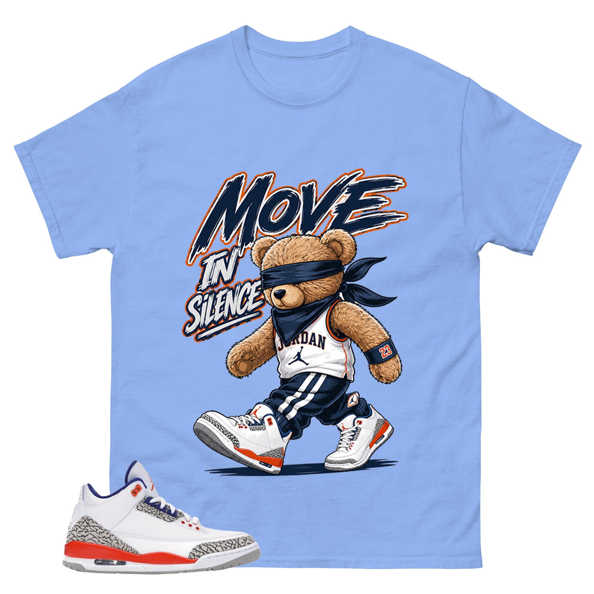 Move In Silence Shirt - Match Blue Air Jordan 3 Knicks