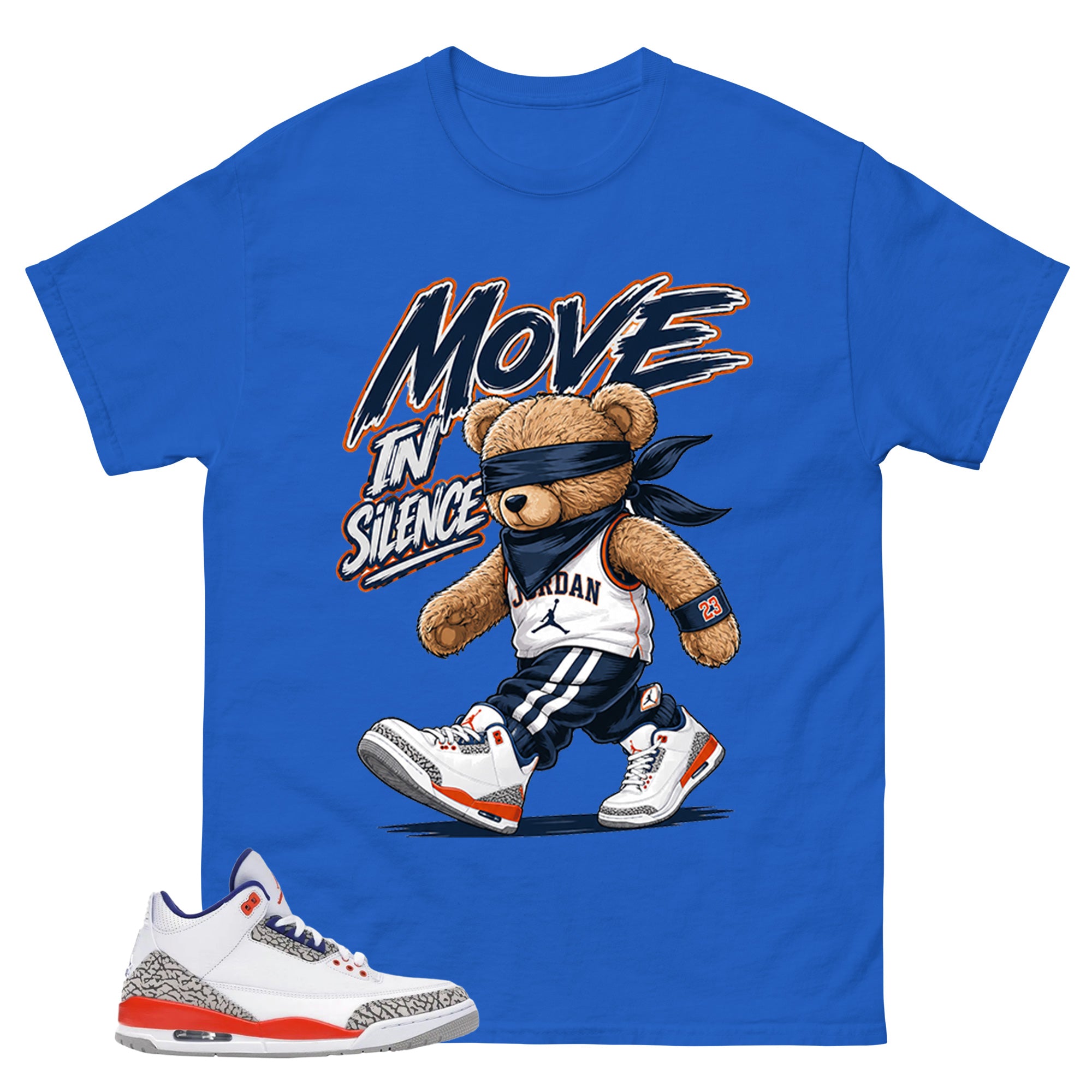 Move In Silence Shirt - Match Blue Air Jordan 3 Knicks