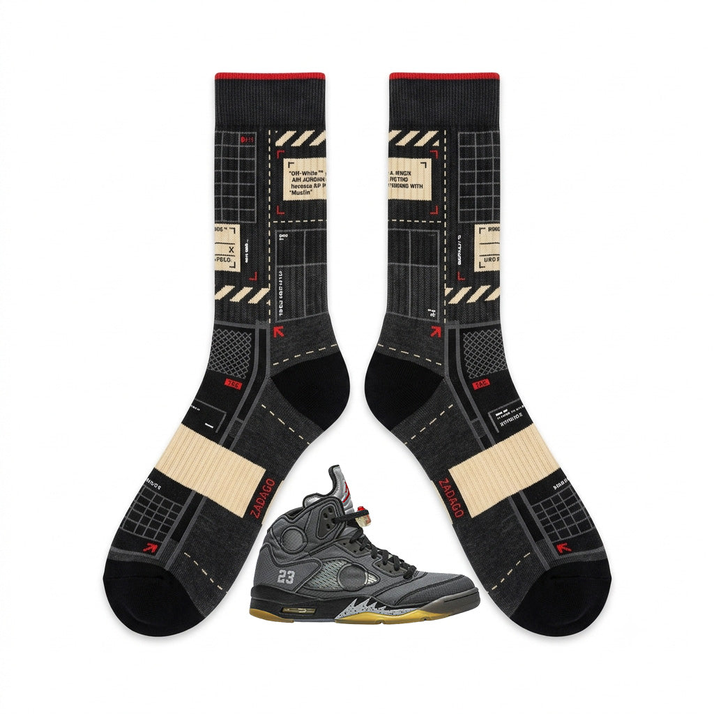Muslin Socks – Off-White x Air Jordan 5 Inspired Mid-Calf Unisex Crew Socks