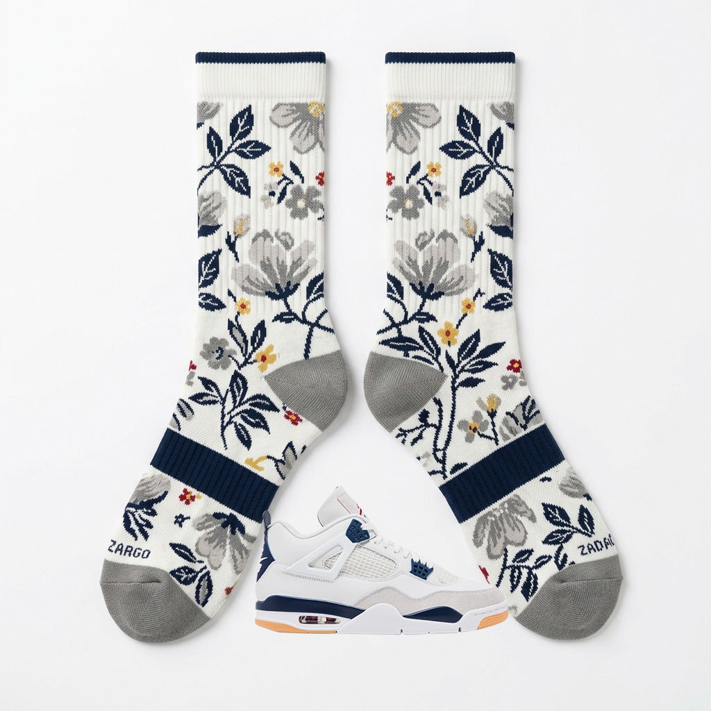 Navy Skate Match Socks – Jordan 4 Inspired Mid-Calf Crew Socks