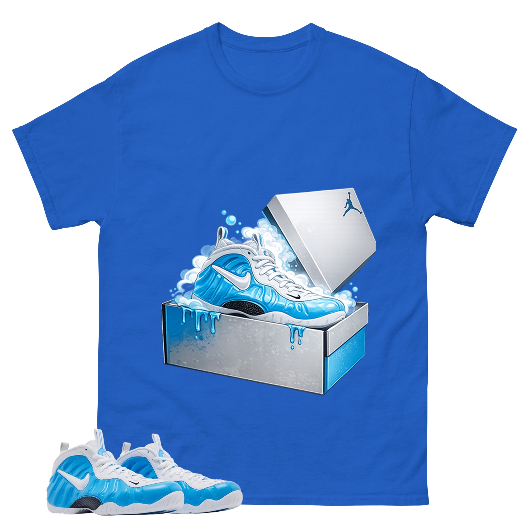 New Kicks Graphic Tee, Shirt to Match Air Foamposite Pro University Blue, Air Foamposite Unisex Blue Shirt