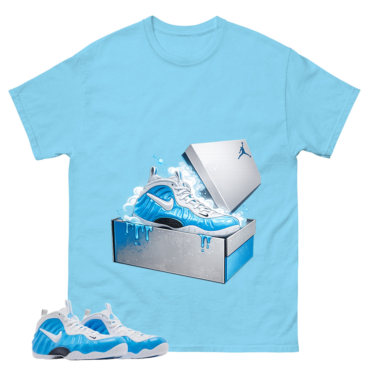 New Kicks Graphic Tee, Shirt to Match Air Foamposite Pro University Blue, Air Foamposite Unisex Blue Shirt