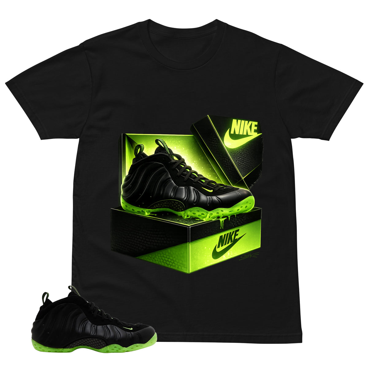 New Kicks Shirt - Match Air Foamposite One Black Volt