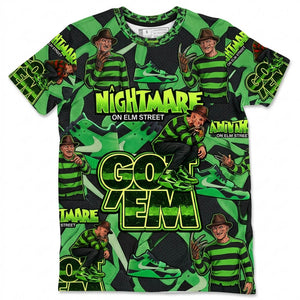 Nightmare On Elm Street All Over Print Shirt Match Travis Scott x Air Jordan Jumpman Green Spark