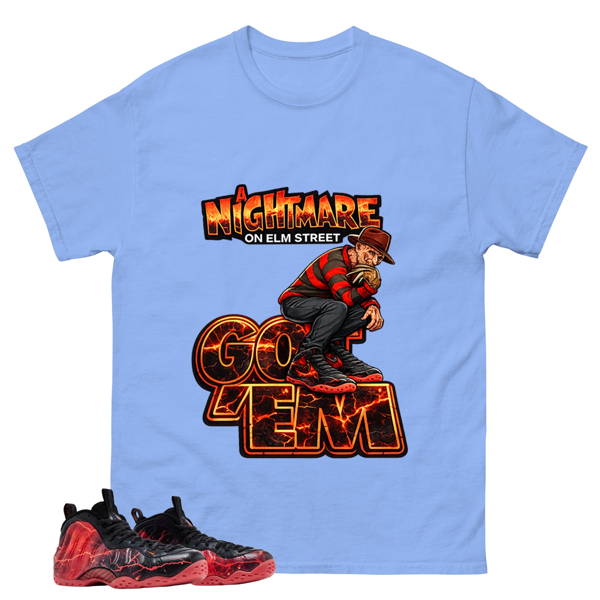 Nightmare On Elm Street Graphic Tee, Shirt to Match Air Foamposite Stranger Things, Air Foamposite Unisex Blue Shirt