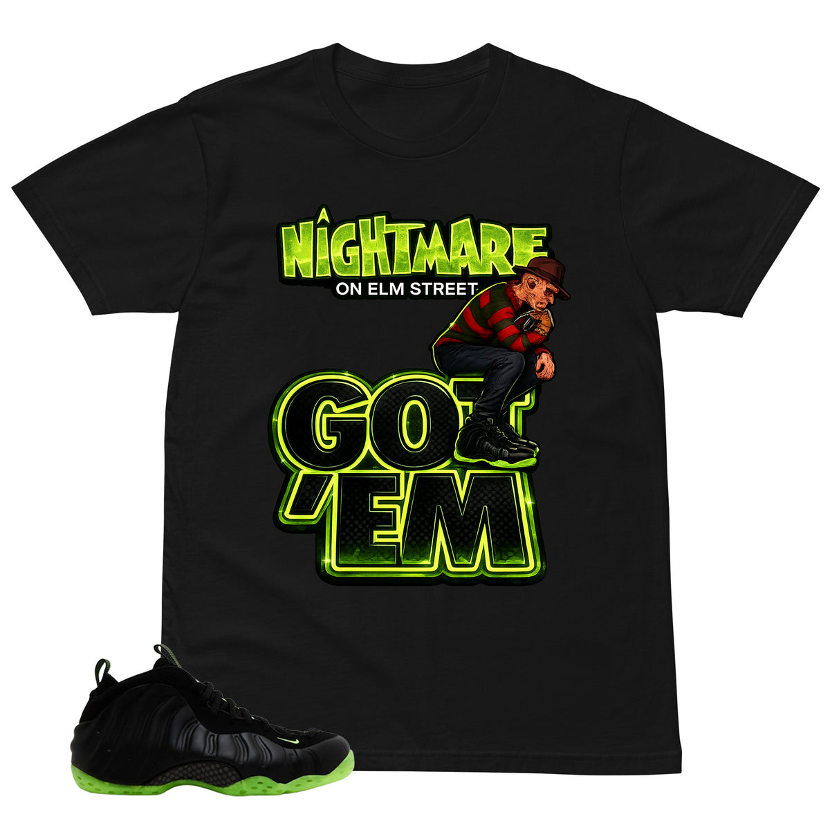 Nightmare On Elm Street Shirt - Match Air Foamposite One Black Volt