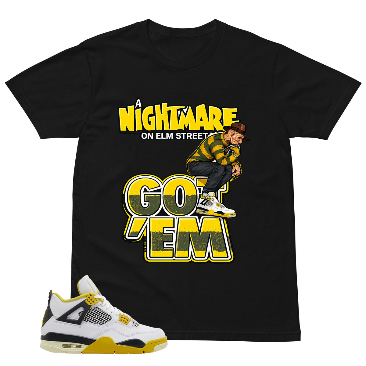Nightmare On Elm Street Shirt - Match Air Jordan 4 Vivid Sulfur