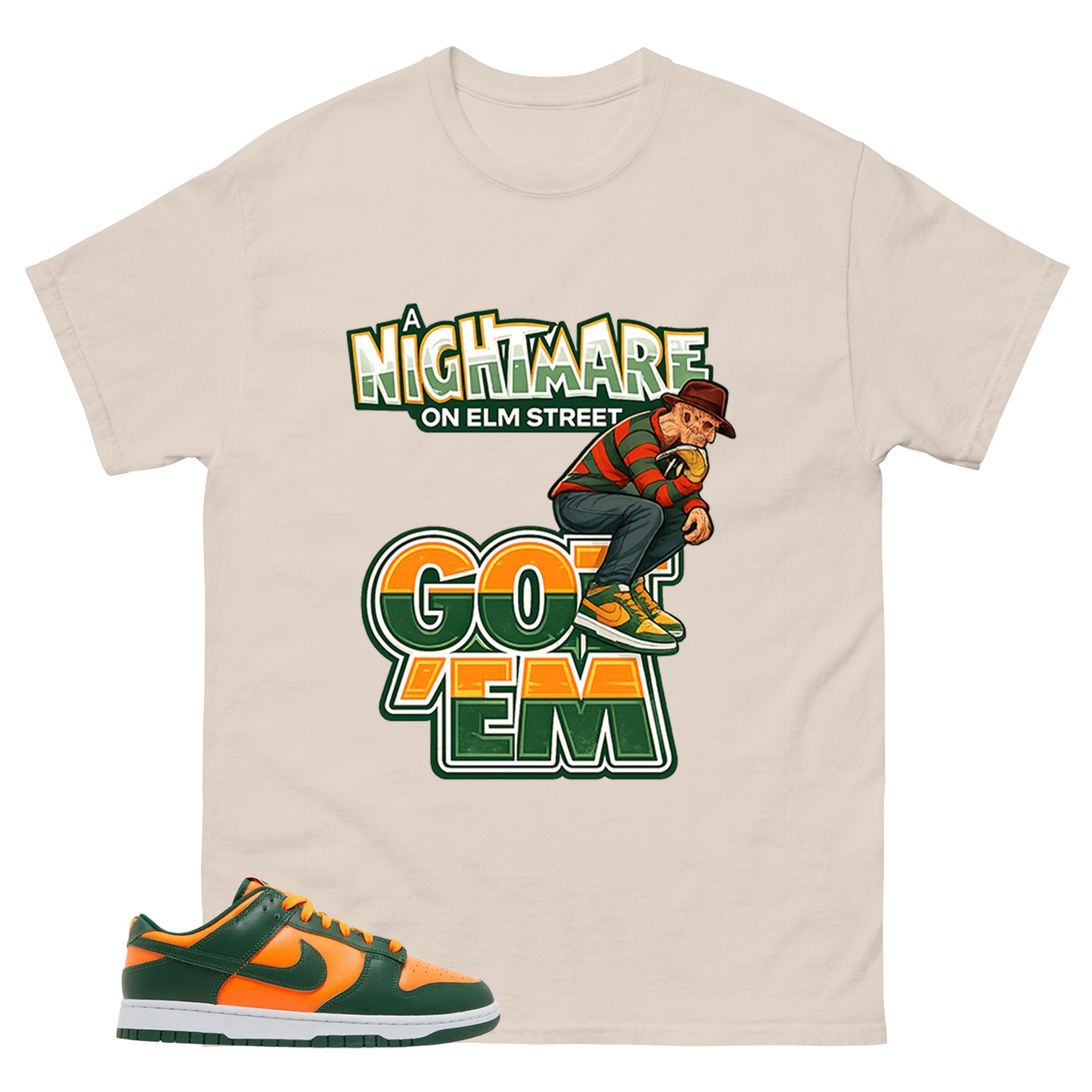 Nightmare On Elm Street Shirt - Match Green Dunk Low Miami Hurricanes