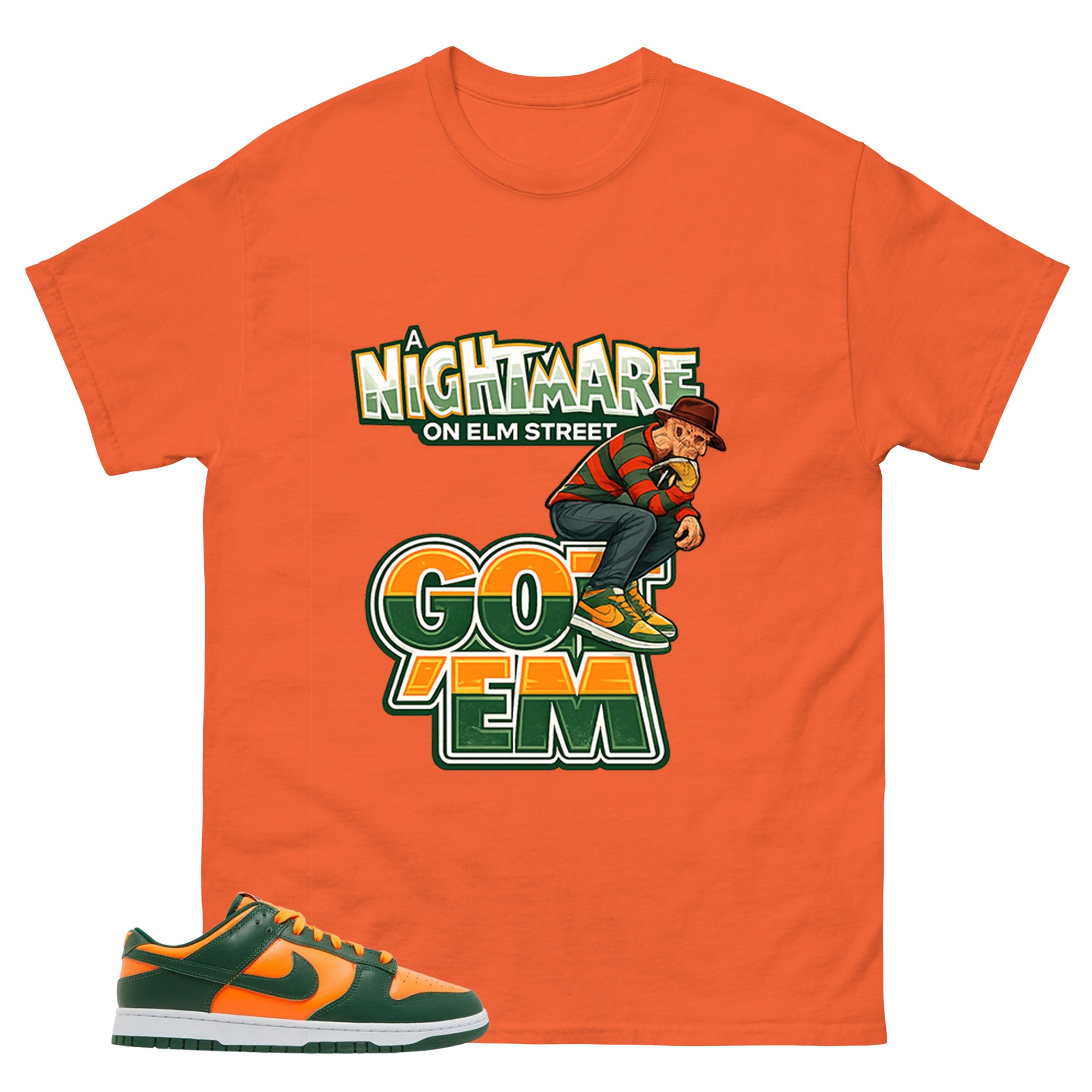 Nightmare On Elm Street Shirt - Match Green Dunk Low Miami Hurricanes